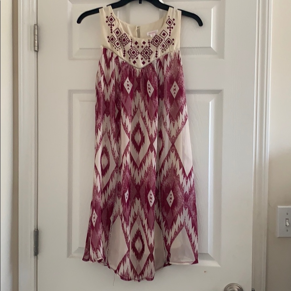 NEVER WORN: Cream and fuchsia tribal print dress